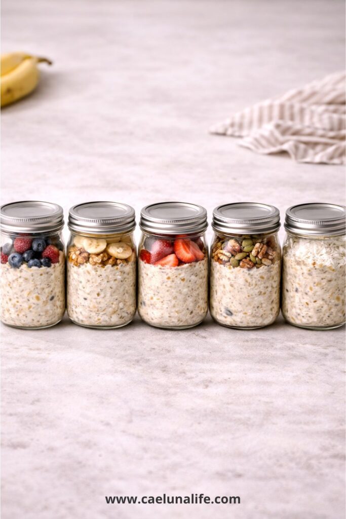 easy meal prep ideas overnight oats 5 jars glass mason