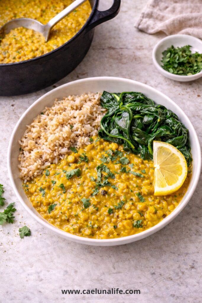 anti-inflammatory eating guide dinner lentil dal brown rice
