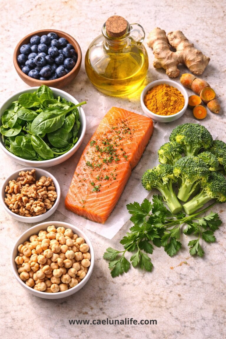 best anti-inflammatory foods flat lay overhead