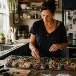 easy meal prep ideas woman kitchen containers five meals