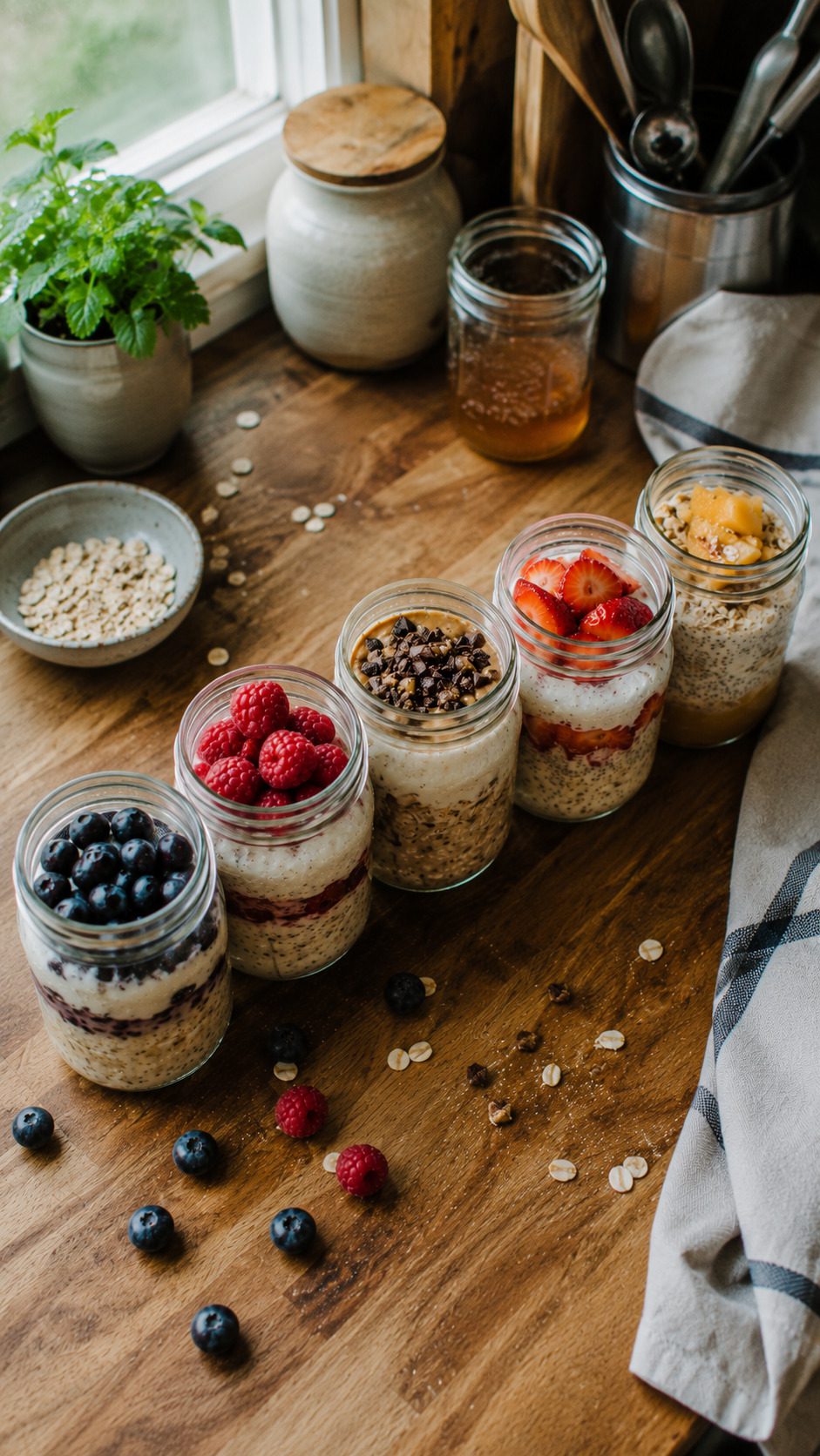 overnight oats mason jars five days meal prep breakfast